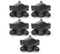 Junction Box Waterproof IP68 - Outside Waterproof Outdoor Surface-Mounted Cable Connector, Earth Cable Connection Box 3-Pin Outdoor Distribution Box Garden, black