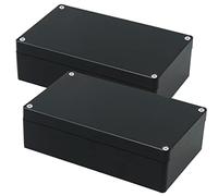 Junction Box, Zulkit Project Box IP65 Waterproof Outdoor Box ABS Plastic Electrical Boxes Electronic Enclosure Black 7.9 x 4.7 x 2.2 inch(200 x 120 x 56 mm)(Pack of 2)