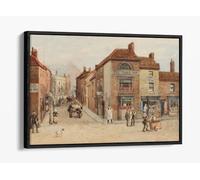Junction of Bread Street and Church Street, Birmingham. George Warren Blackham Canvas Floater Frame Print Picture Art - Black Frame 12 inch wide x 8 inch high