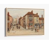 Junction of Bread Street and Church Street, Birmingham. George Warren Blackham Canvas Floater Frame Print Picture Art - Light Oak Frame 30 inch wide x 20 inch high