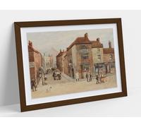 Junction of Bread Street and Church Street, Birmingham. George Warren Blackham Stunning Framed Wall Art Print Picture - A2 - Walnut Frame