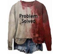 JunD Problem Solved Long Sleeve T-Shirt | Blood Stain Halloween Costume Tee, Blood Graphic Shirt