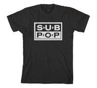 JUNDAO Sub Pop Logo T-Shirt Black Made and Printed for Men Size 3XL