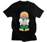 JUNDAOFU Palestine Handala National Symbol T Shirt for Men Short Sleeved Cartoon Palestinian Pride Casual T-Shirt Black XL Black L