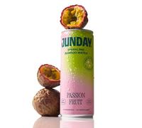 Junday Bamboo Water Passion fruit Lightly Sparkling Hydration Infused with Bamboo Designed to Support Collagen for Radiant-Looking Skin No Sweeteners, Zero Added Sugar Vegan, UK Made 12 Pack