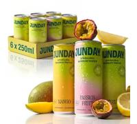 Junday Bamboo Water Variety Pack - Sparkling Flavoured Functional Drink Can - Yuzu Passion Fruit Mango Assortment Bamboo Extract Vitamin C Collagen Support Low Sugar Low Cal Vegan Cans Pack of 6
