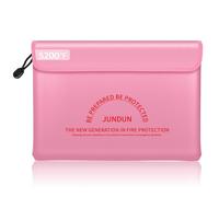 JUNDUN Fireproof Document Bag with 5200℉ Heat Insulated, Fireproof Bag, Pink