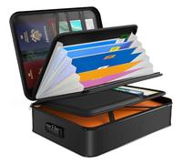 JUNDUN Fireproof Document Box with 7 Pockets File Folder