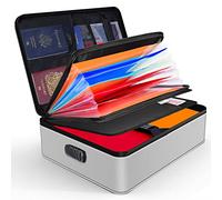 JUNDUN Fireproof Document Box with 7 Pockets File Folder