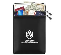 JUNDUN UL94-V0 Certified 5200°F Fireproof Document Bag (15"x11") - Dual Pockets Fire Proof Documents Organizer with Reflective Strip & Water Resistant Document Safe for Emergency Files