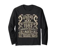 June 1982 44th Birthday Decorations Vintage 44 Birthday Long Sleeve T-Shirt