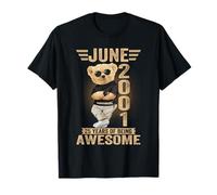 June 25th Birthday Men Women 2001 Awesome Teddy Bear T-Shirt