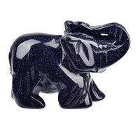 June&Ann Blue Goldstone Gemstone Pocket Elephant Statue, Healing Crystal Carved Elephant Sculpture Animal Totem Spirit Stone Figurine for Meditation Home Decoration Collection - 2 inch