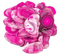 June&Ann Fuchsia Agate Light Table Slices,Large Size,approx. 3-4inch Length, 10 Pcs Irregular Polished Agate Slab Cards Healing Crystals Geode Stones for Home Decoration & Jewelry Making