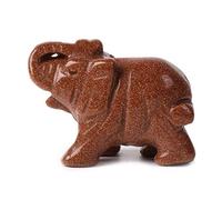 June&Ann Goldstone Gemstone Pocket Elephant Statue, Healing Crystal Carved Elephant Sculpture Animal Totem Spirit Stone Figurine for Meditation Home Decoration Collection - 2 inch
