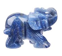 June&Ann Natural Blue Aventurine Gemstone Pocket Elephant Statue, Healing Crystal Carved Elephant Sculpture Animal Totem Spirit Stone Figurine for Meditation Home Decoration Collection - 1.5 inch