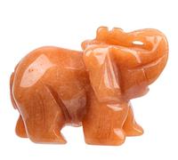 June&Ann Natural Orange Aventurine Gemstone Pocket Elephant Statue, Healing Crystal Carved Elephant Sculpture Animal Totem Spirit Stone Figurine for Meditation Home Decoration Collection - 2 inch