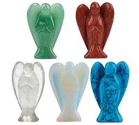 June&Ann Natural Stone Pocket Guardian Angel, 1.5 inch Healing Crystal Gemstone Carved Pocket Guardian Angel Figurines for Meditation Chakra Balancing Collection
