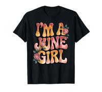 June Baby Shower Birthday I'm A June Girl Rose Retro Funky T-Shirt