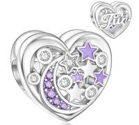 June Birthstone Charm for Pandora Charm Moon Star Heart Bead
