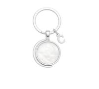 June Birthstone Personalised Keyring - Pearl white Name Charm with Initial - Custom Moon Keychain Gift for Her