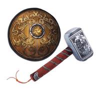 June Garden Little Vikings Hammer and Shield Playset - Safe Plush Soft Pretend Play Weapons - Gifts for Kids
