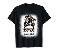 June Girl Birthday Bleached Women Sunglasses Leopard Value Graphic T-Shirt, Men, Black, M