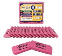 June Gold 16 Pink Rubber Erasers - This All-Purpose Eraser is not Too Hard and not Too Soft and is Perfect for classrooms, Homes & Offices