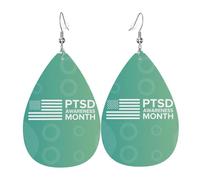 June Is Ptsd Awareness Month Leather Earrings Dangle Fashion Teardrop Earrings Accessories Gifts