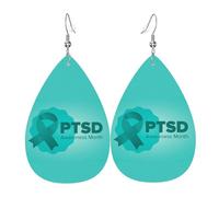 June Is Ptsd Awareness Month Leather Earrings Dangle Fashion Teardrop Earrings Accessories Gifts