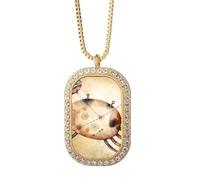 June July Cancer Constellation Zodiac Necklace Pendant Diamond Crystal Golden Jewelry
