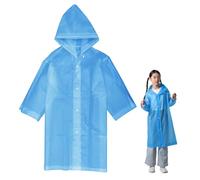 June tech Kids Rain Coat for Girls Boys, Portable EVA Waterproof Rain Jacket, Reusable Cute Children Raincoat with Hood for Travel Outdoor Climbing Cycling Hiking (Blue)
