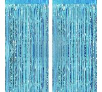 June tech Tinsel Curtain Glitter Girls Tinsel Curtains Pastel Foils Fringe Party Decoration Background for Unicorn Mermaid Fairy Princess Birthday School Child School Party (Light Blue)