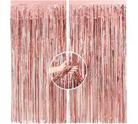 June tech Tinsel Curtain Glitter Girls Tinsel Curtains Pastel Foils Fringe Party Decoration Background for Unicorn Mermaid Fairy Princess Birthday School Child School Party (Rose Gold)