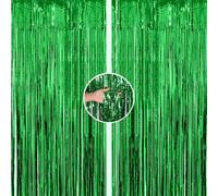 June tech Tinsel Curtain Glitter Girls Tinsel Curtains Pastel Foils Fringe Party Decoration Background for Unicorn Mermaid Fairy Princess Birthday School Child School Party (Green)
