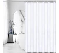 June tech Whie Shower Curtain, 100% PEVA Waterproof Anti-Mould Proof Resistant, Quick-Drying, Washable Bathroom Curtain, Includes 12 Pcs Curtain Hooks, 180 x 200 cm