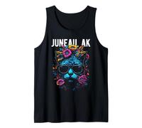 Juneau Alaska Cat Wearing Sunglasses and Flowers Design Tank Top