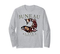 Juneau Alaska Tribal Art Salmon Since 1880 Olive Letters Long Sleeve T-Shirt