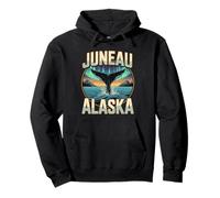 Juneau Alaska Whale Northern and Lights Landscape Pullover Hoodie