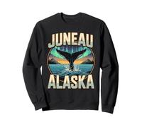 Juneau Alaska Whale Northern and Lights Landscape Sweatshirt