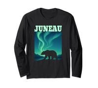 JUNEAU Northern Lights Bear Alaska City Wildlife Long Sleeve T-Shirt