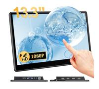 JUNEBOX 13.3'' Portable Touch Screen Monitor, VESA Touchscreen Display,1080P 10-Point HDMI VGA Port Ultra-Slim Portable Laptop Touchscreen Monitor for PC MacBook Phone PS Xbox Switch (13.3 Inch)