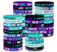 JUNEBRUSHS 120pcs Suicide Prevention Awareness Silicone Bracelets Purple Teal Ribbon Inspirational Motivational Rubber Wristbands for Suicide Prevention Awareness Inspirational Favor Charity Campaign