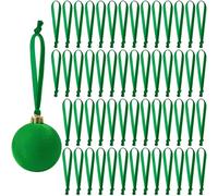 JUNEBRUSHS 120Pcs Velvet Christmas Ornament Ribbon Hangers, Hand Tied Christmas Ornament String Ribbon Loops for Hanging Tree Hanging Decorations Green
