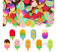 JUNEBRUSHS 150Pcs Ice Cream Mini Erasers for Kids Bulk, Cute Fruit Shaped Pencil Erasers for School Classroom Prizes Homework Rewards Gifts Party Favors
