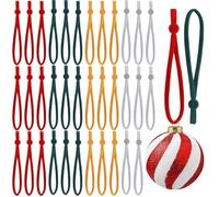 JUNEBRUSHS 150Pcs Ornament Anchors, Adjustable Ornament Ribbon Hangers Christmas Ties String Ribbon Loops for Ornaments Hanging Tree Decorations for Christmas Tree, Red Green Gold Silver