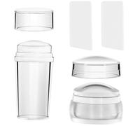 JUNEBRUSHS 2 Set Clear Silicone Nail Stamper Set Transparent Visible Body Jelly Nails Art Template Tools with Scraper for DIY Nail(Single head)