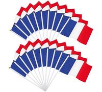 JUNEBRUSHS 20 Pcs France Flag, 14x21cm Mini Handheld Flags Pocket National Flags 2025 Decorations (France flags)