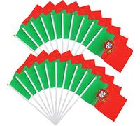 JUNEBRUSHS 20 Pcs Portugal Flag, 14x21cm Mini Handheld Flags Pocket National Flags 2024 Decorations (Portugal flags)