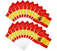 JUNEBRUSHS 20 Pcs Spain Flag 14x21cm Mini Handheld Flags Pocket National Flags 2025 Decorations (Spain flags)